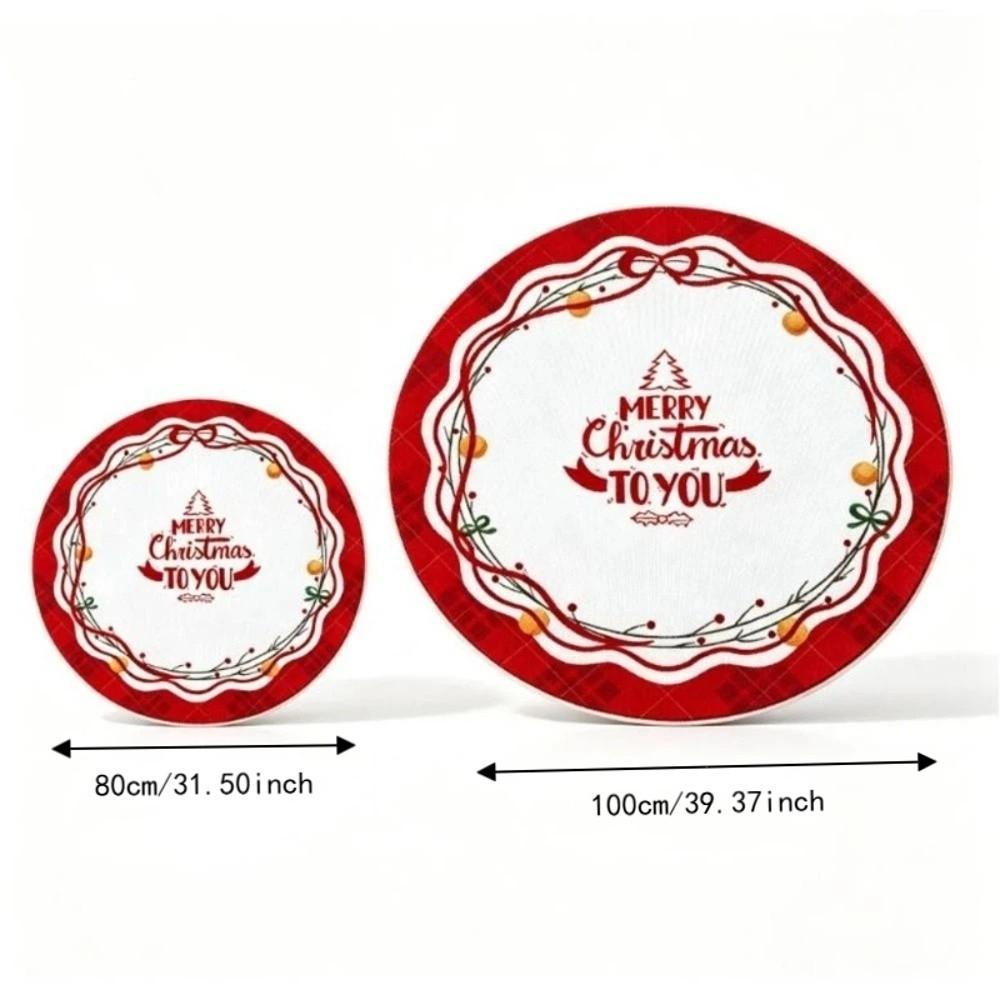 2D Flat Printed Christmas Rug Santa Claus Round Carpet Festive Cheer Christmas Doormat Bedroom