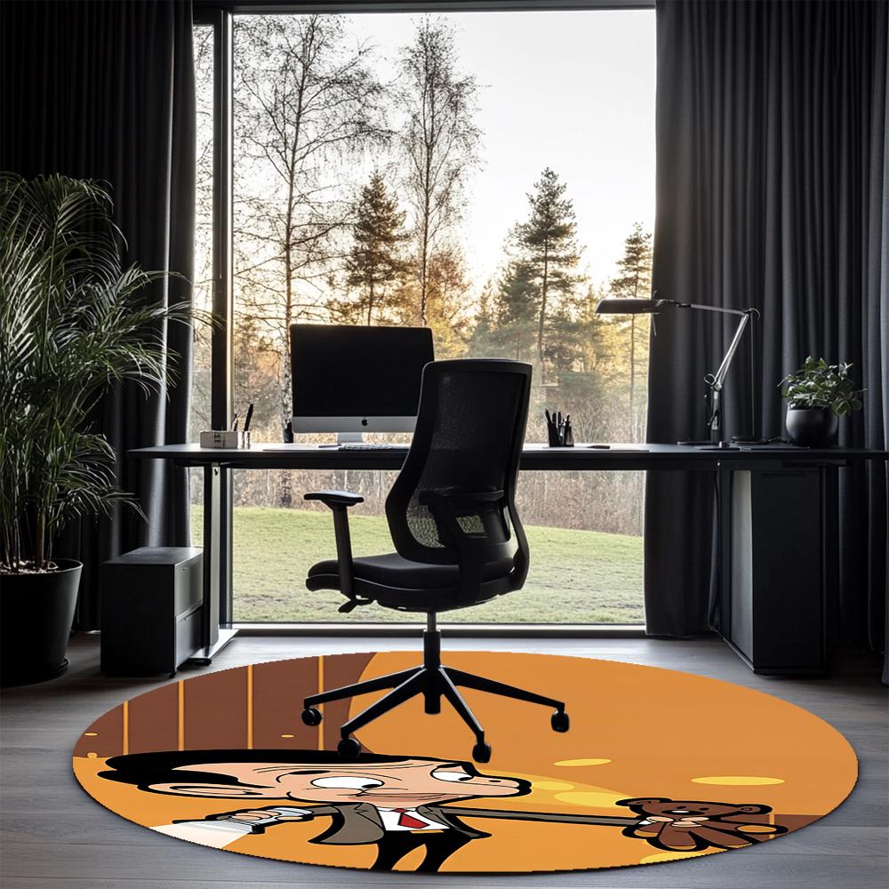 Mr Bean Printed Round Rug Carpet Chair Rug Area Rug Entryway Doormats,for Office Chair Living Room Bedroom Kitchen Room.