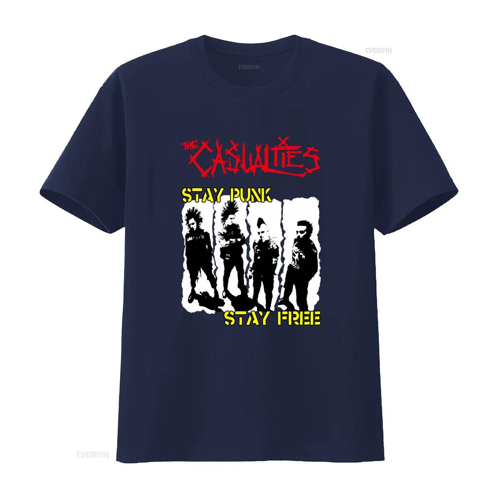 Vintage Punk Rock T Shirt The Casualties Stay Free Band Vintage Streetwear Homme Breathable Unisex Casual Graphic