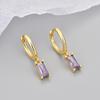 Trendy Rectangular Colored Zircon Earrings for Women - Fashionable and Versatile