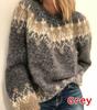 Autumn and Winter Long Sleeve Warm Soft Pullovers Women Casual Loose Mohair Knitted Sweater Fashion  Jumpers Tops 28753
