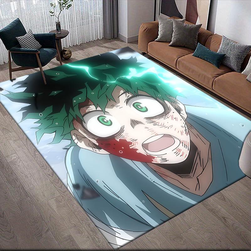 Противоскользящий коврик для пола My Hero Academia Тема Мидории, Прямоугольный ковер для домашней игровой комнаты и гостиной