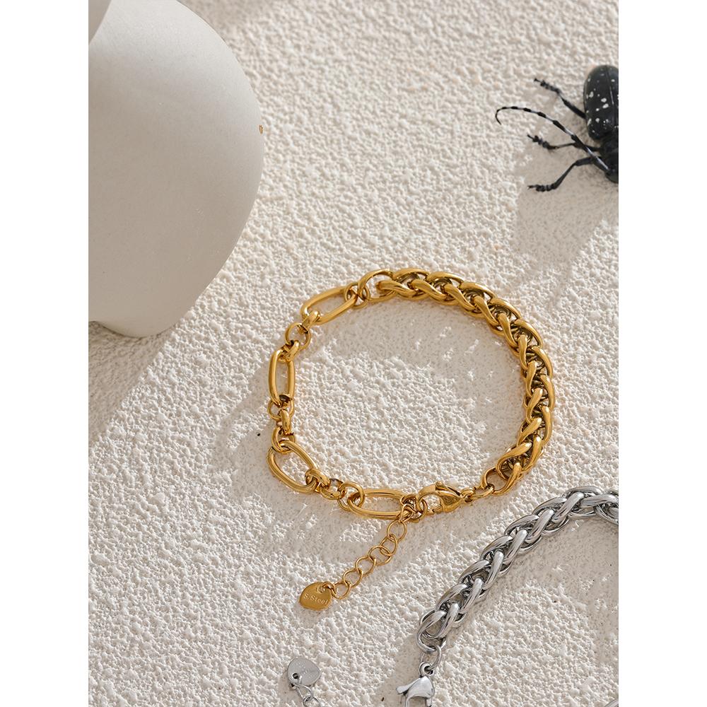 Eetit Модный браслет из нержавеющей стали с металлической цепочкой, водонепроницаемый позолоченный браслет из 18-каратного золота, бижутерия для женщин