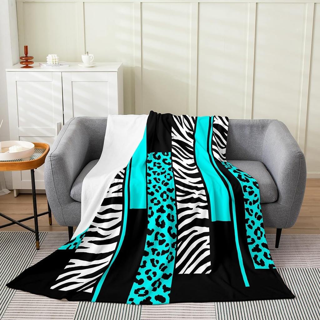 Feelyou Leopard Zebra Plush Throw Blanket x Kids Cheetah Pink White Black Flannel Fleece All Season Breathable Bed Blanket Anima