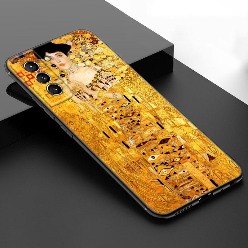 Арт Густав Климт Черный Силиконовый Чехол для Телефона для Samsung Galaxy S23 S21 S20 FE S24 S22 Ultra S10E S10 S9 S8 Plus