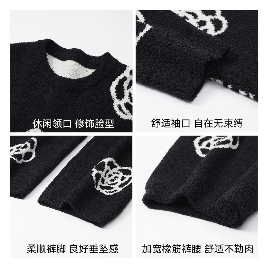 Пижама из полуфлиса женская осенне-зимняя утолщенная с длинным рукавом термо-повседневный пуловер можно носить на улице домашняя одежда коралловый флис костюм