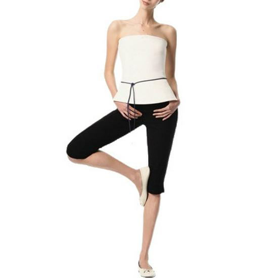 RA Minimalist Strapless Side Slit Top - Black/White