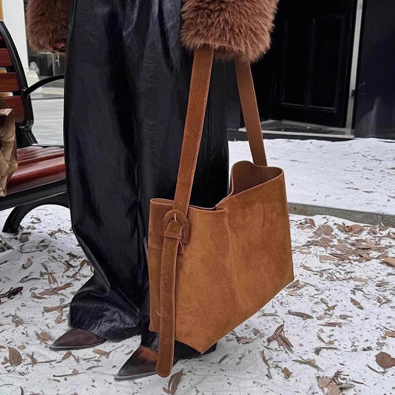 Yogodlns Новая замшевая сумка-ведро женская сумка на плечо шоппер большая вместимость сумка модная повседневная универсальная сумка кроссбоди для женщин