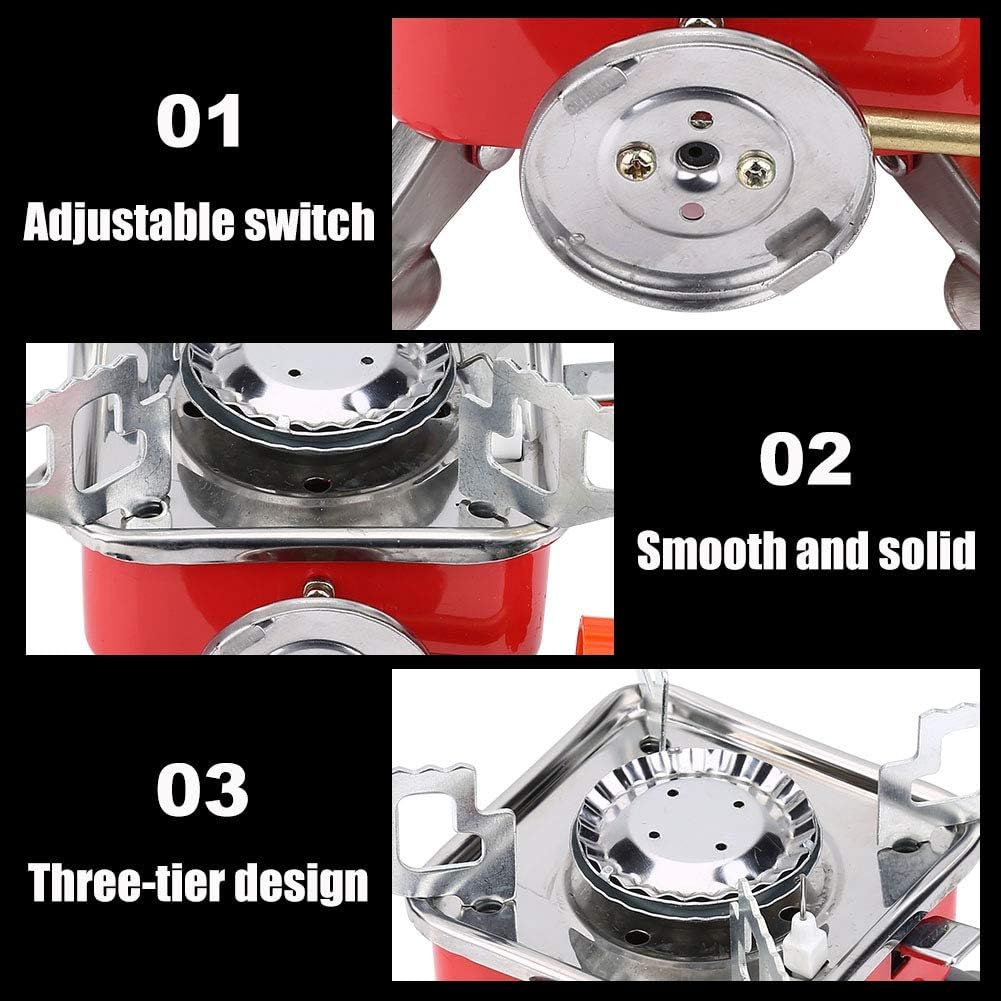 Portable Camping Stove Mini Outdoor Folding Metal Backpacking Gas Stove Windproof Furnace Cooking Burner for Hiking Picnic