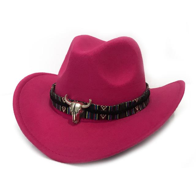 2023 Retro Wool Women Men Hollow Western Cowboy Hat Roll-up Wide Brim Cowgirl Jazz Sombrero CapTassel Tauren Ribbon