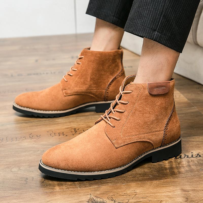 Модные ковбойские сапоги Замшевые туфли Мужская повседневная обувь Челси Мотоциклетные ботинки Мужские формальные ботинки Ботинки Botas Masculinas