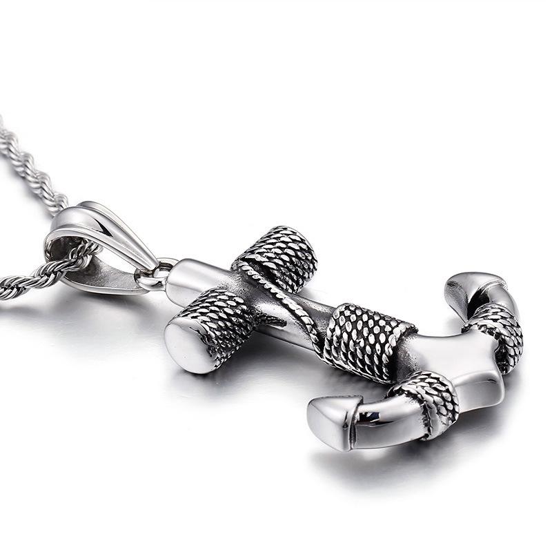 Хип-хоп ретро посеребренные темно-синие ожерелья с якорем для мужчин модные ювелирные изделия в стиле панк-рок