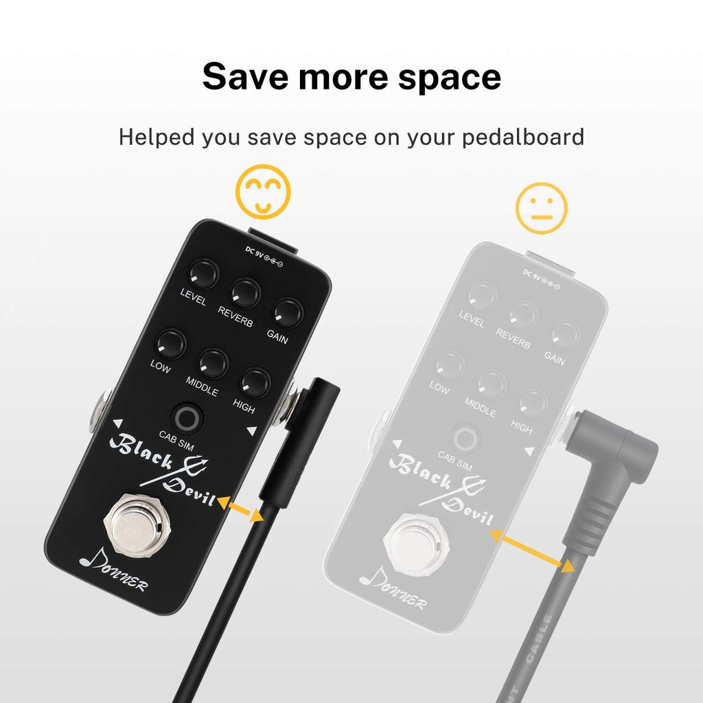 Donner 15cm Flat Patch Cables for Guitar Effects, Black (3 Cables)