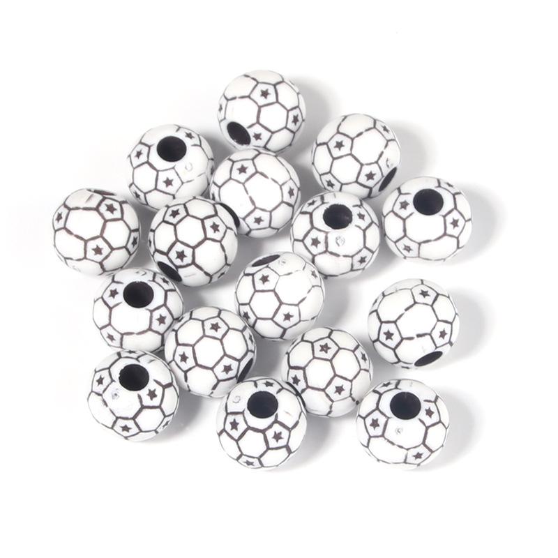 50 Pcs/bag Rugby, Basketball, Volleyball Acrylic Beads for Early Education & Handmade Crafts