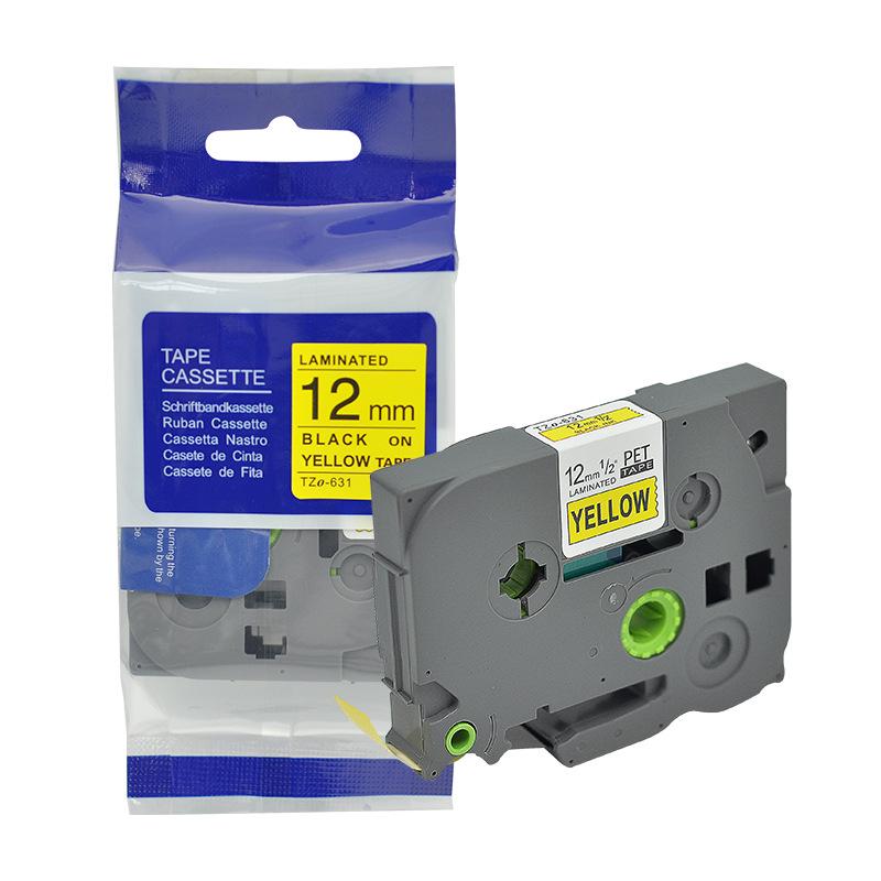 Compatible Brother 12mm Label Maker Ribbon: PT-E100B/D210/D450/115B, Laminated Self-Adhesive