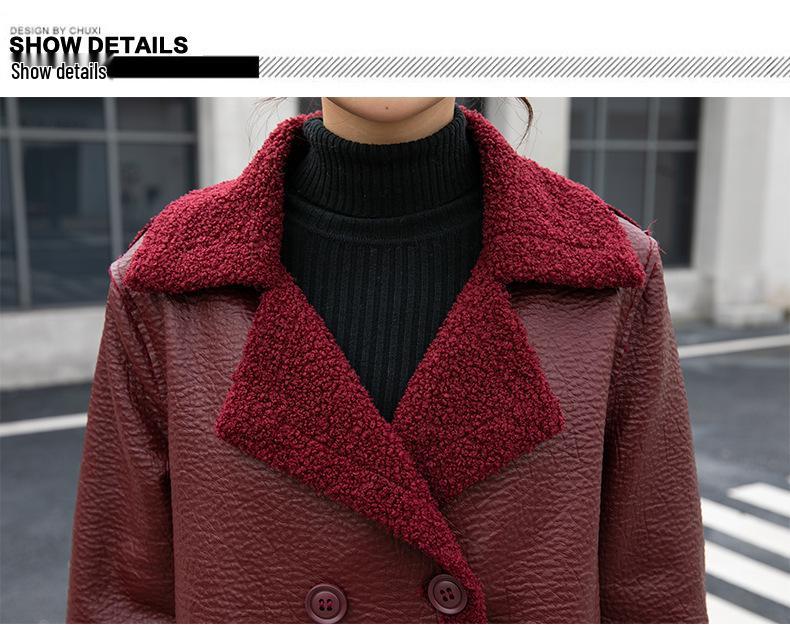 Двусторонняя куртка из ПУ кожи с меховой подкладкой и карманами - Женская модная повседневная верхняя одежда