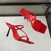 Fashion SUOJIALUN 2024 Summer New Brand Women Slipper Fashion Narrow Band Ladies Elegant Sandal Shoes Thin High Heel Dress Slides Pumps