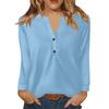 Women's T Shirt Solid Color Button Long Sleeve Daily Weekend Fashion Basic V- Neck Regular Top