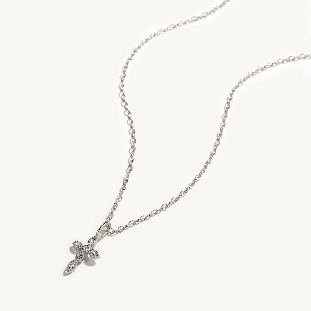 Кулон в форме креста с кубическим цирконием, женская цепочка-колье, ожерелье из стерлингового серебра 925 пробы, золотой цвет, модные вечерние украшения в стиле панк, подарки