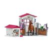 Box avec Jument Hanovrien et Berger Australien, Figurine cheval et accessoires, SCHLEICH 72218 Horse Club, dès 5 ans