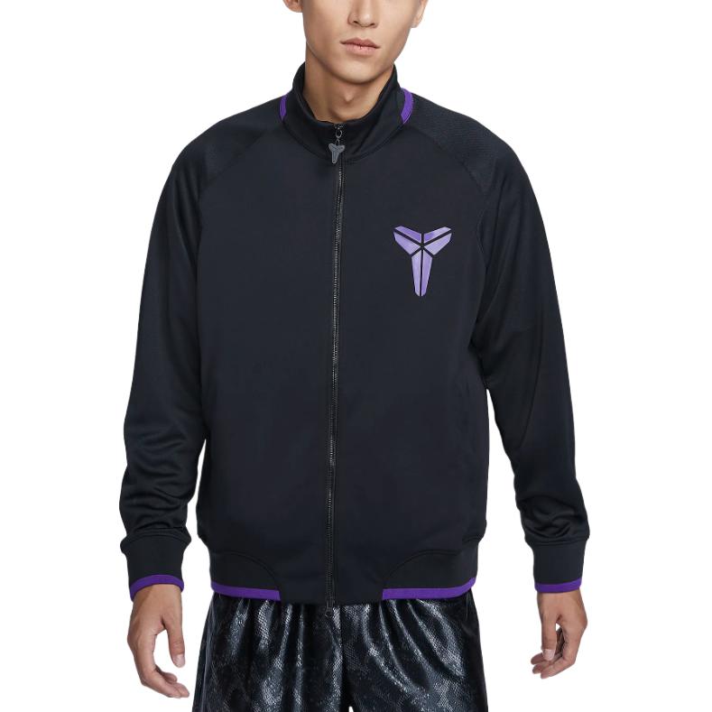 Nike Куртка мужская повседневная с длинным рукавом серии Kobe FW24, воротник-стойка, принт, Dri-Fit, черная FZ0937010