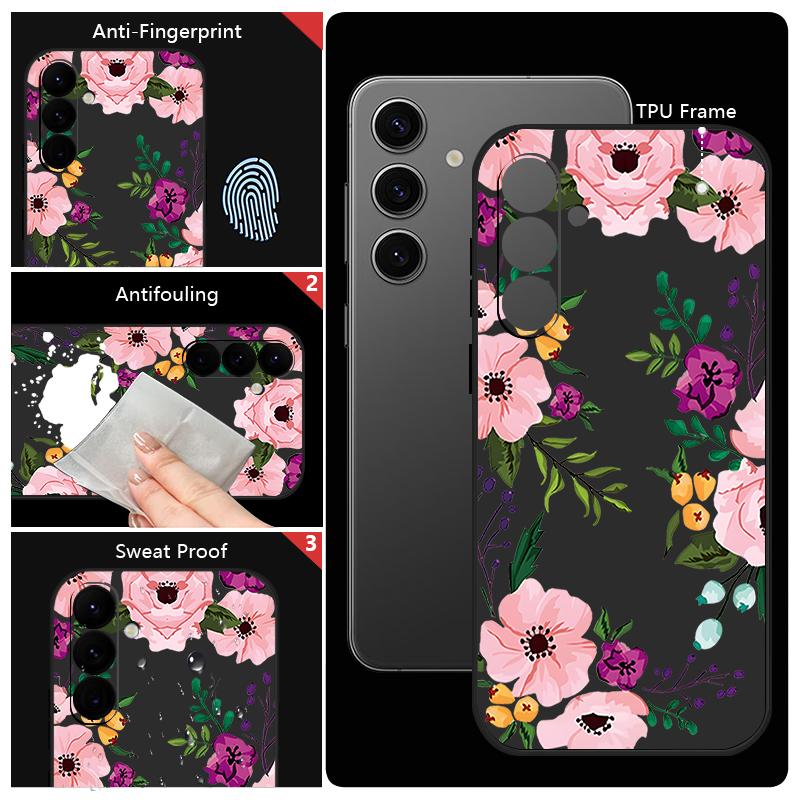 Чехол из мягкого ТПУ с принтом пионов для Samsung Galaxy S25 S22 S23 S24 Ultra S24 FE A56 A55 A53 A54 A35 A15 A16 A36 5G