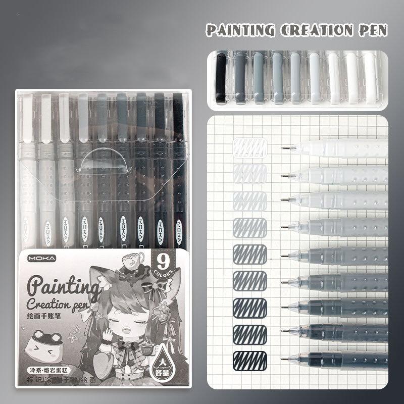 9 шт./набор гелевая ручка для рисования градиентных цветов для скрапбукинга для студентов, самодельных украшений, рисования граффити, цветного выделения