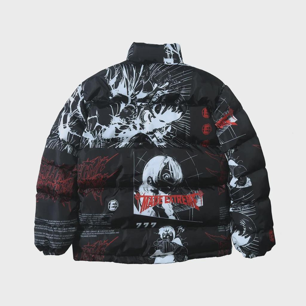 Qihong Streetwear Anime Retro Men's Cotton Zipper Jacket