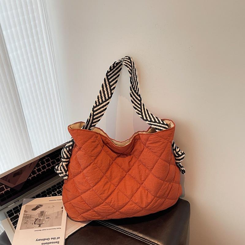 2025 осень новая модная большая вместительная сумка через плечо, ромбовидная клетка, сумка-хлебница, женская повседневная универсальная сумка-тоут