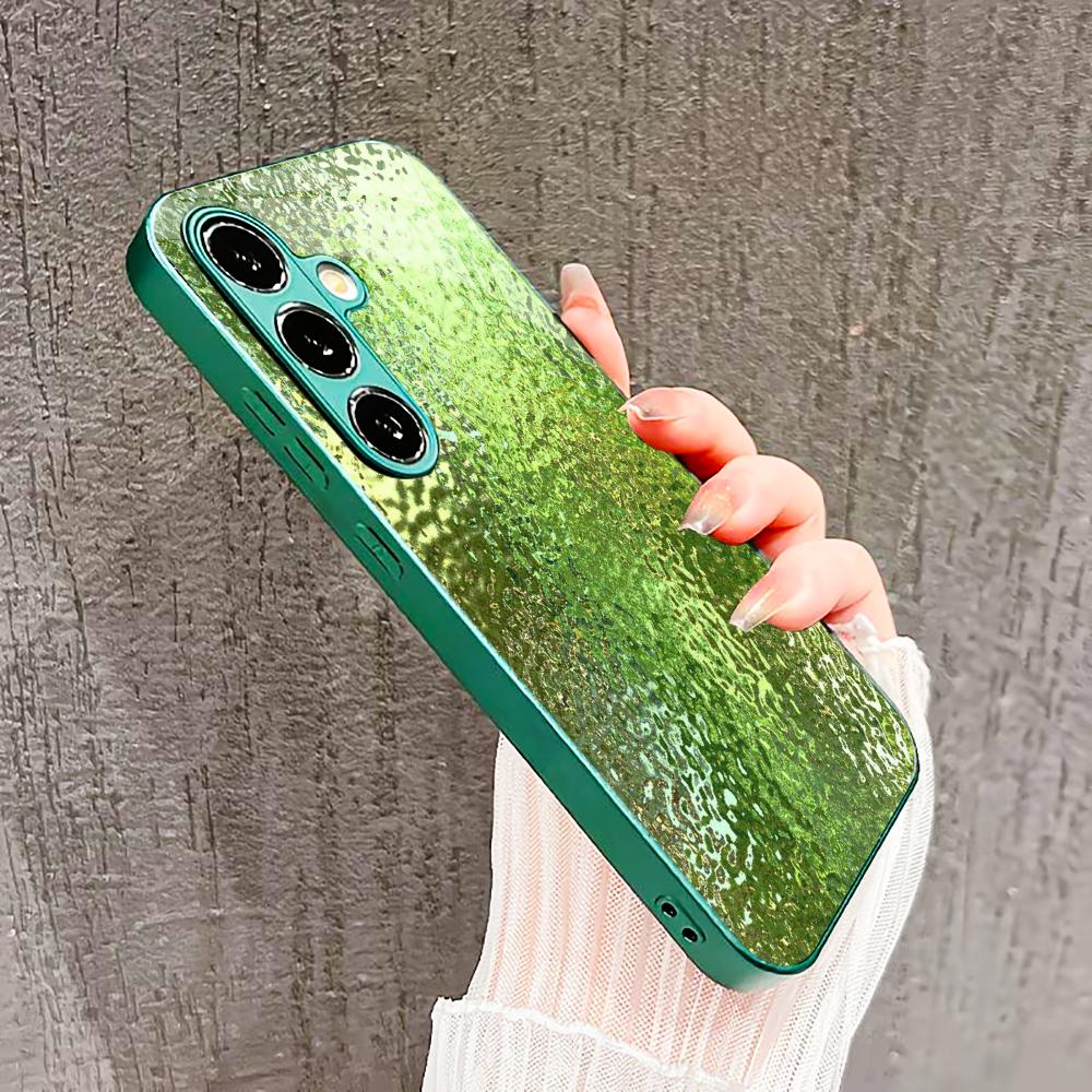 Стильный и легкий стеклянный чехол с узором для Samsung Galaxy S26 S25 S24 S23 S22 FE Ultra Plus Встроенное стекло зеленый Изысканный