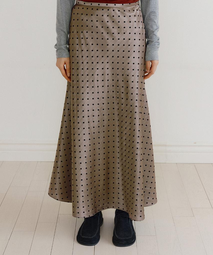 Lucirju Satin Full Length Flare Skirt (Brown)