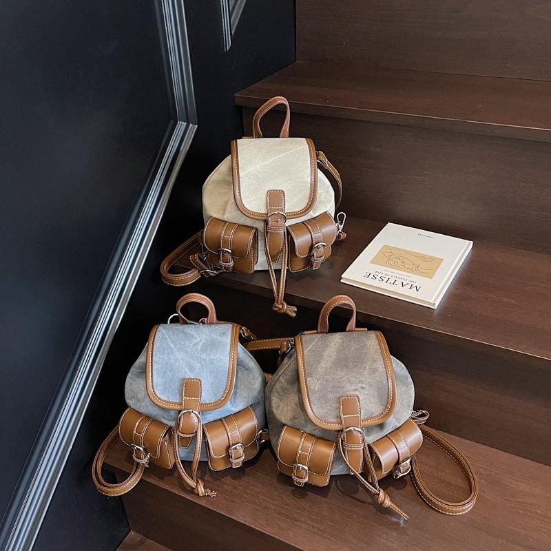 Новый осенне-зимний повседневный рюкзак контрастного цвета большой вместимости, женский нишевый ретро рюкзак для поездок на работу, универсальный