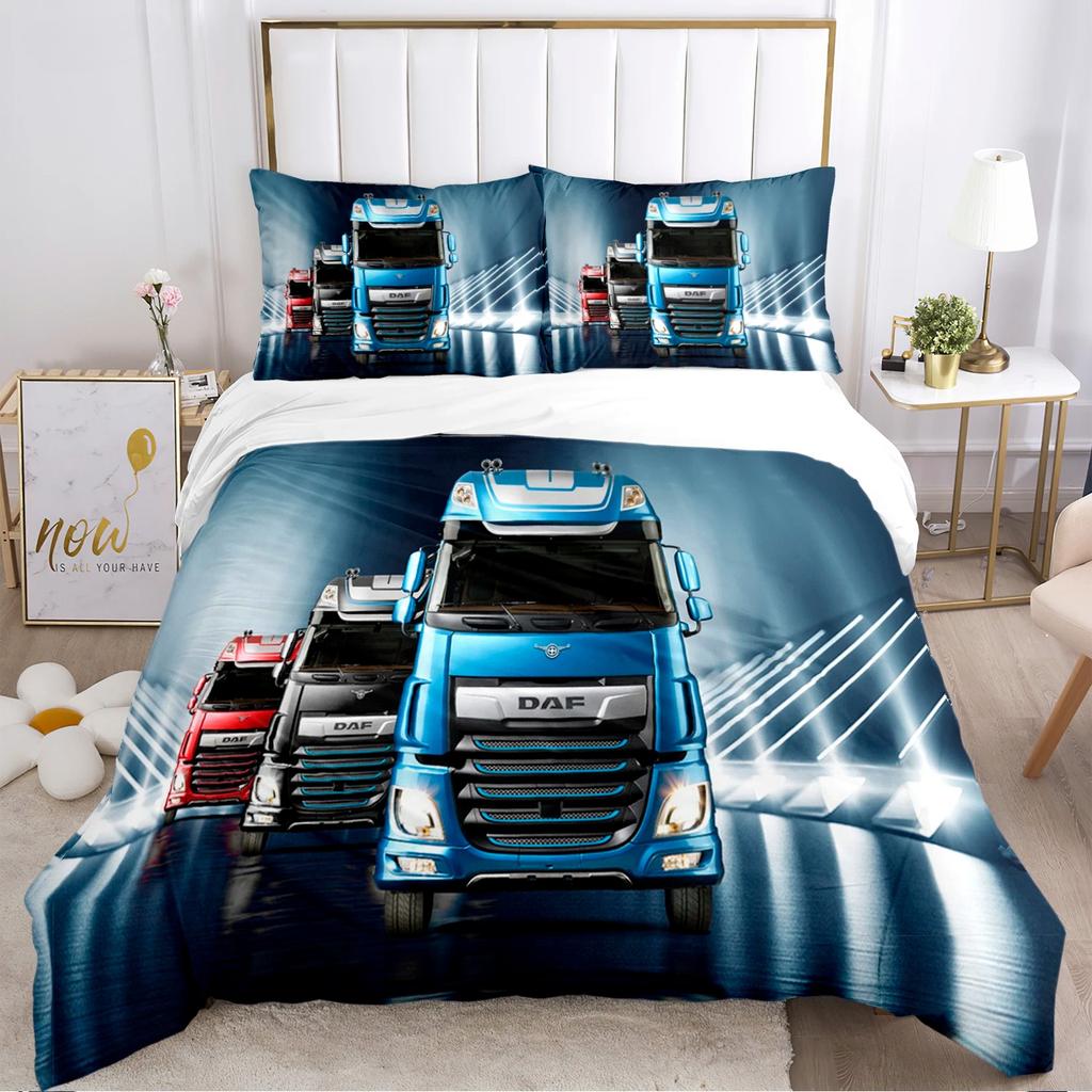 Truck Duvet Cover DAF Truck Logo Bedding set Cartoon Quilt Cover and Pillowcases for Teens Boy Single Double Queen King size