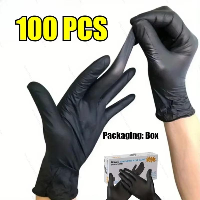 Disposable PVC Black Nitrile Gloves,Waterproof Latex Free,For Car Repair Food Safe Hair Dyeing Work Gloves Work Gloves