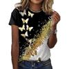 2023 New Butterfly Lady T-shirt 3D Floral Print Round Neck Casual Niche Design Sense Clothing Female Pattern Lovely Short Sleeve