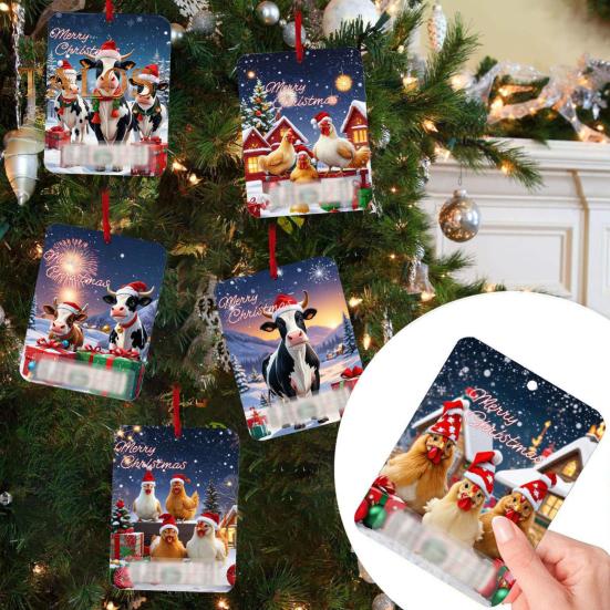 8 шт. рождественские украшения для держателей денег с двухсторонним скотчем, мультяшный узор, дизайн, рождественский декор, подвески