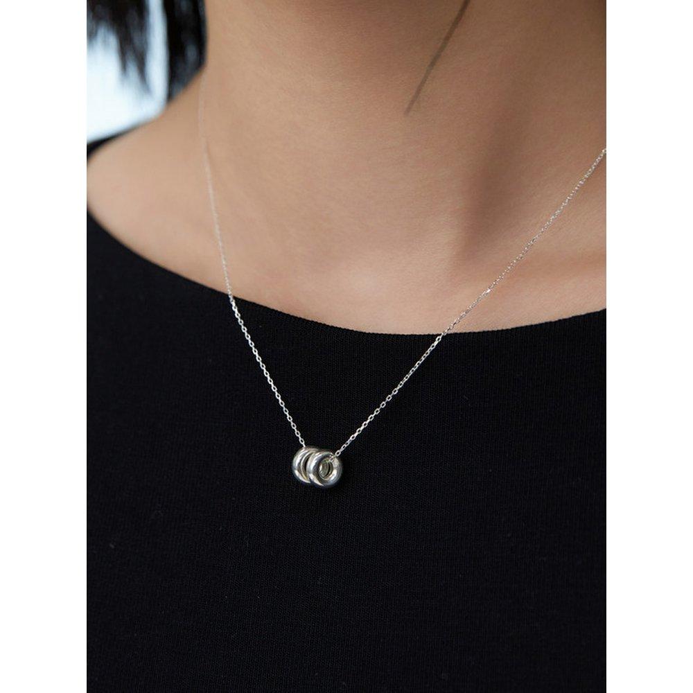 (925Silver) Double Ring Silver Necklace