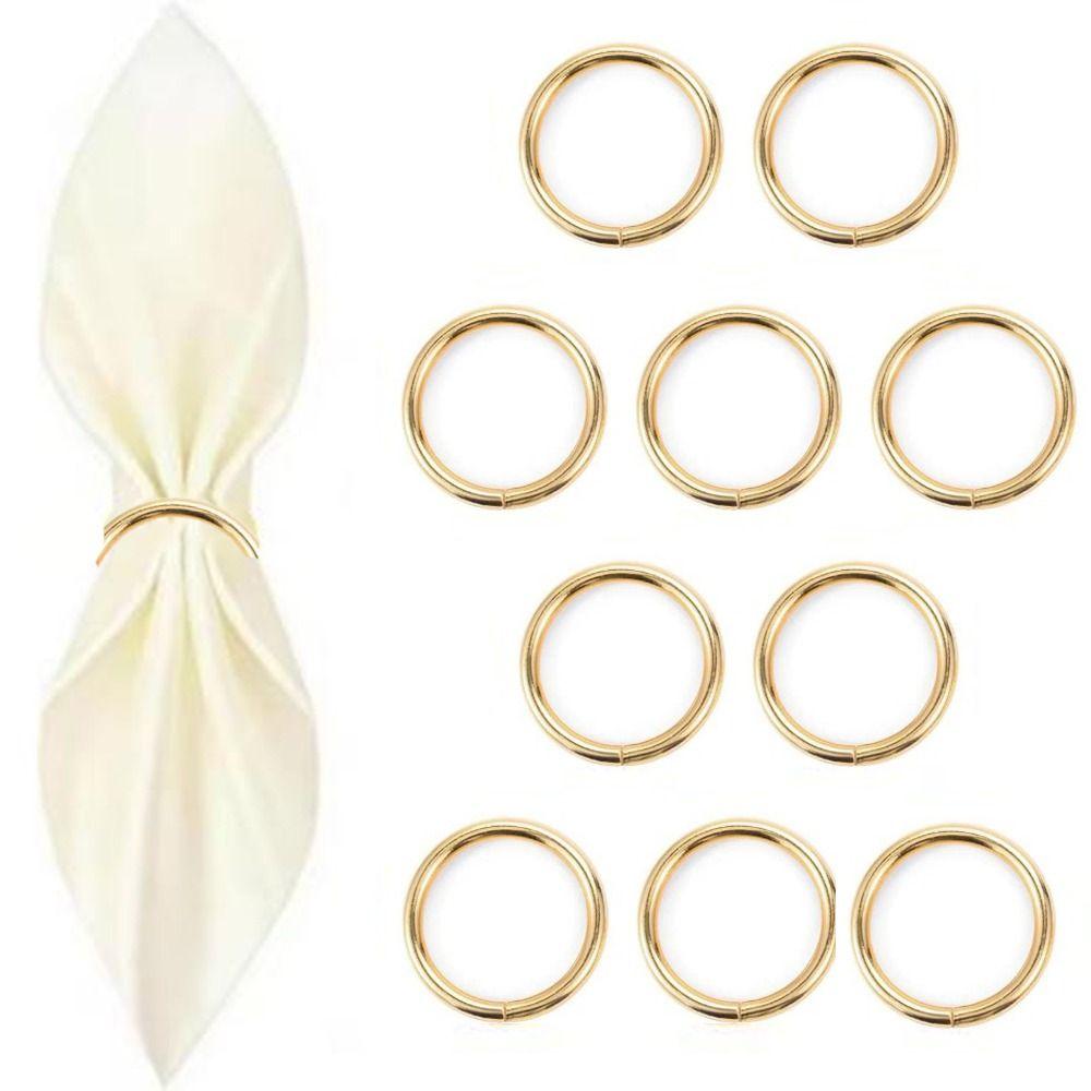10Pcs Gold Metal Napkin Ring Minimalist Style Napkin Holder Glossy Serviette Buckles  Weddings