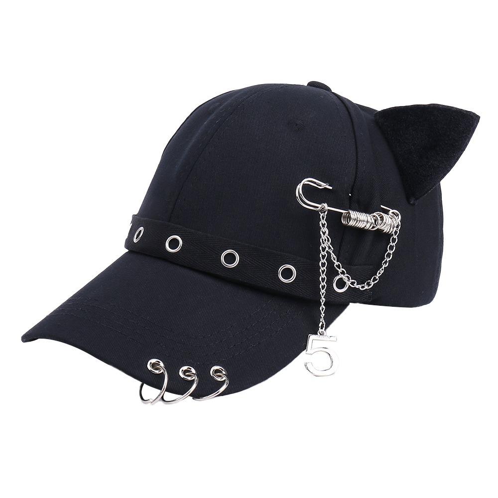 Hiphop Metal Ring Baseball Hat Rivet Peaked Cap Retro Sun Hat Girl