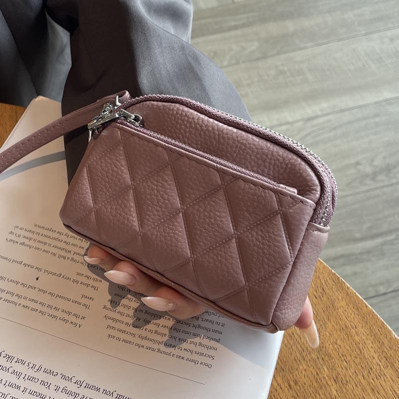 Genuine Leather Women's Coin Purse - 2024 New Large Capacity Cowhide Clutch with Three Zipper Compartments