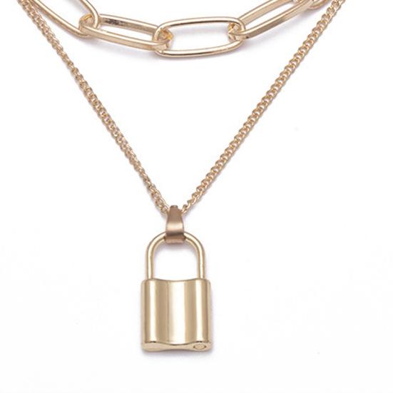 Женское ожерелье Толстая цепь Многослойный Чокер в форме замка Ювелирный набор Ожерелье Подарки для девушек