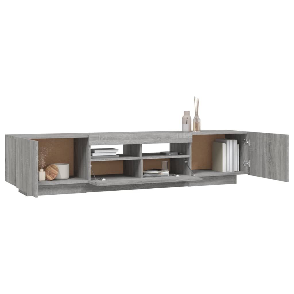 2 Piece TV Cabinet Set with LED Lights Grey Sonoma Particleboard