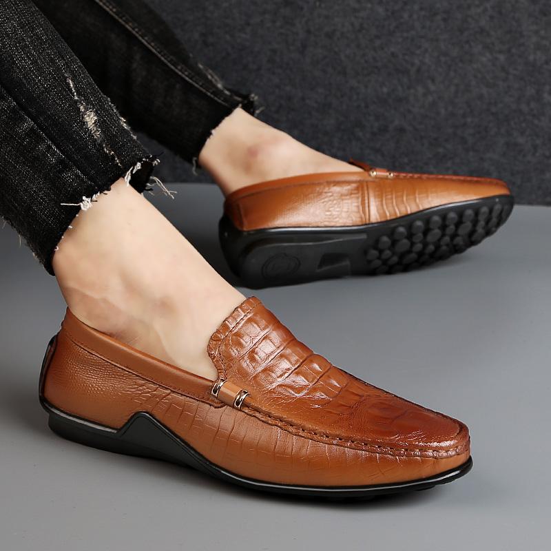 High Quality Men's Retro Loafers Luxury Men Outdoor Shoes Fashion Mens Slip On Shoe Genuine Leather Busines All-match Male Flats