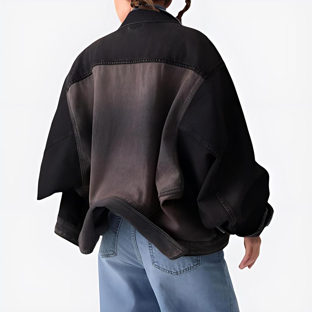 Levis Свободная Джинсовая Куртка с Лацканами и Цветными Блоками, Повседневная, с Длинным Рукавом, Женские куртки, Черный 003SX-0000