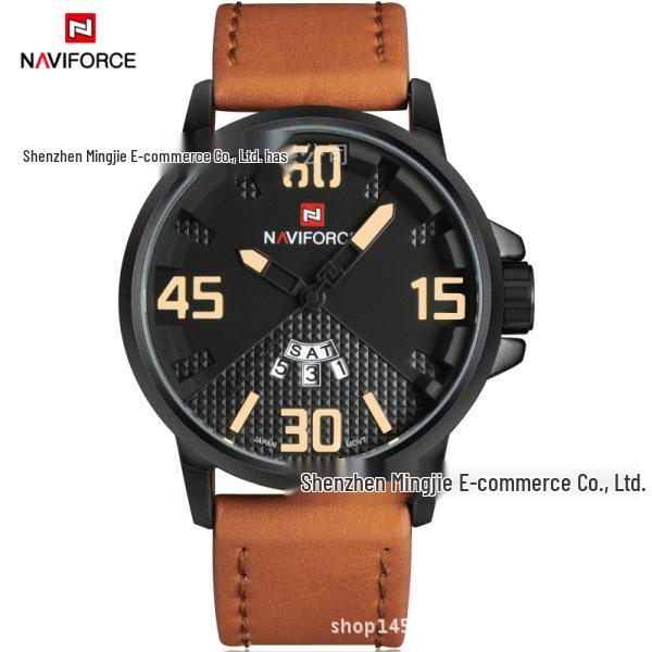 NAVIFORCE Новые 9087 Мужские Модные Повседневные Многофункциональные Водонепроницаемые Кварцевые Часы