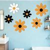6Pcs/Set Rustic Wooden Flower Wall Decoration Handcrafted Black Yellow White Floral Wall Art Home Office Living Room Bedroom Wall Hanging Ornament