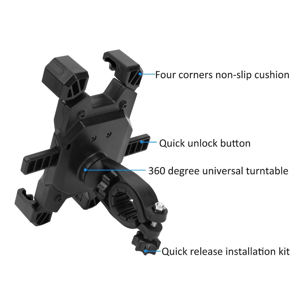 360 Degree Rotation Bike Phone Stand Fits 3.5-6.8 Inches Cycling Navigation Bracket Bike Handlebar