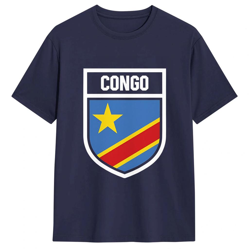 Fashion Congo Flag TShirts Unisex Round Collar Pure Cotton T Shirt Short Sleeve Tee Shirt 6XL Tops