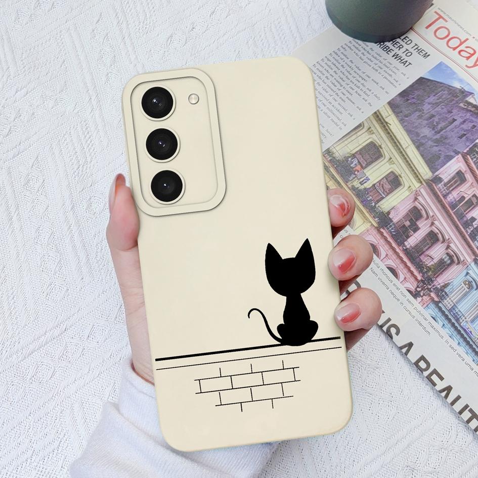 Case For Samsung Galaxy S22 S23+ S20 S21 Plus Ultra S 20 21 Cute Cat Owl Pattern Protective Liquid Square Silicone Case Bumpers For Samsung S23 Fundas