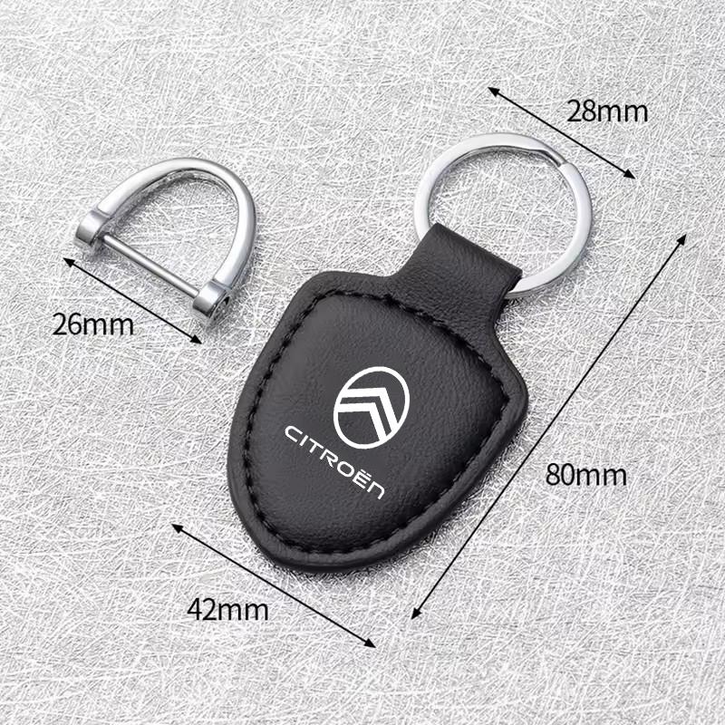 Car Leather Keychain Shield Styling Emblem Key Ring For Citroen C6 DS5 RD3 Cross Berlingo Xsara Grand Picasso Jumper Cactus Saxo